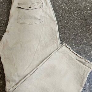 Banana Republic Tan Girlfriend Authentic Chino Pants Size 18 Frayed Hem Boho EUC